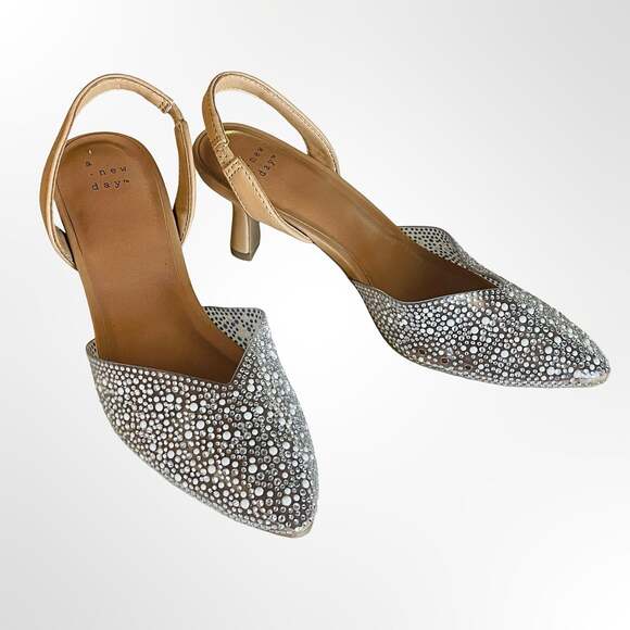 A New Day Shoes - A New Day Women's Embellished Slingback Kitten Heel Pumps